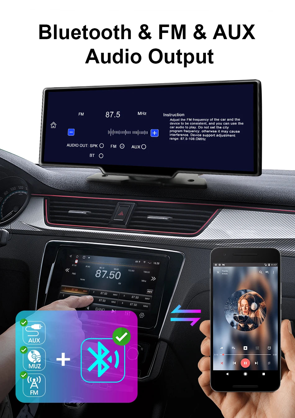 Carplay Screen for Car With Rearview Camera