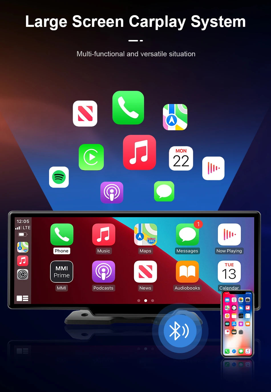 Carplay Screen for Car With Rearview Camera